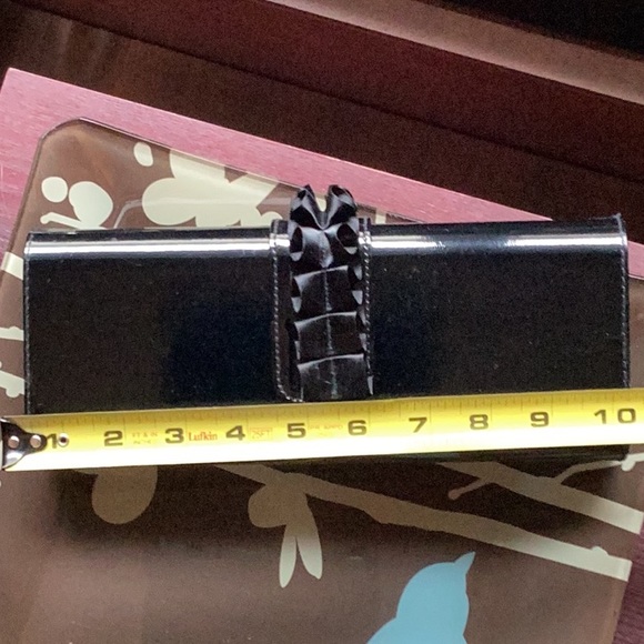 COPY - Black clutch with magnetic ribbon clasp Great used condition small scuff… - Picture 4 of 5